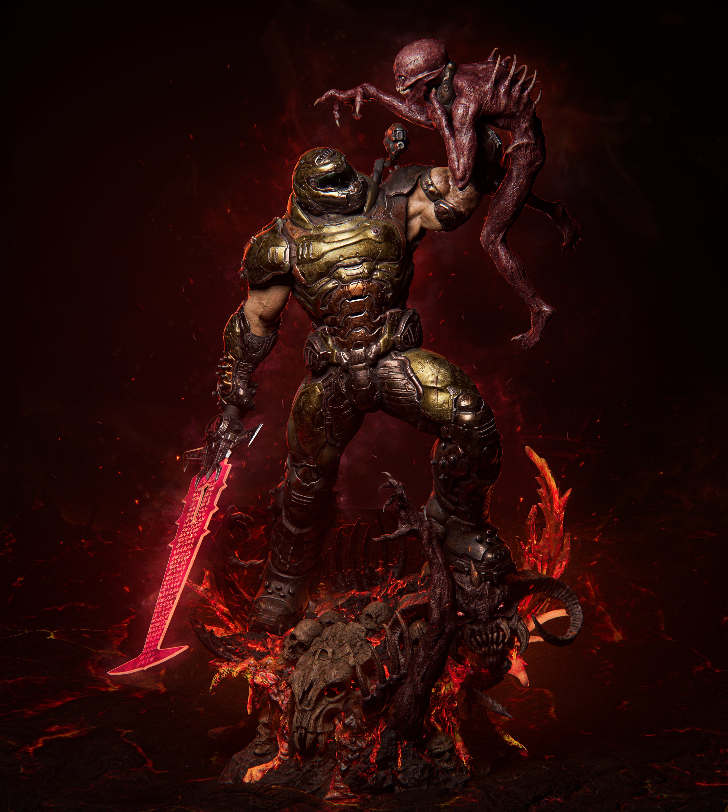 Guerrier des enfers en armure - High Quality 14K Resin - NON PEINT