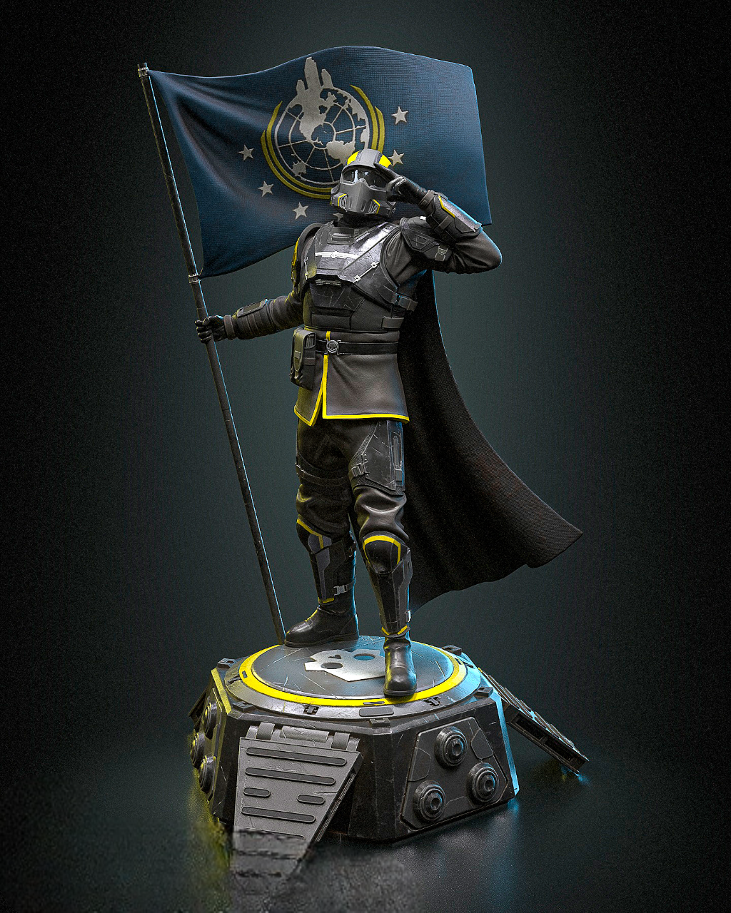 Guerrier Futuriste - Pod de Déploiement - Drapeau - Science-Fiction - High Quality 14K Resin - NON PEINT