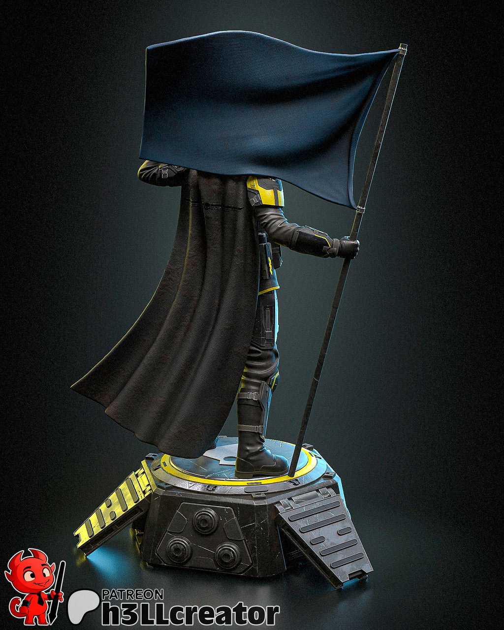 Guerrier Futuriste - Pod de Déploiement - Drapeau - Science-Fiction - High Quality 14K Resin - NON PEINT