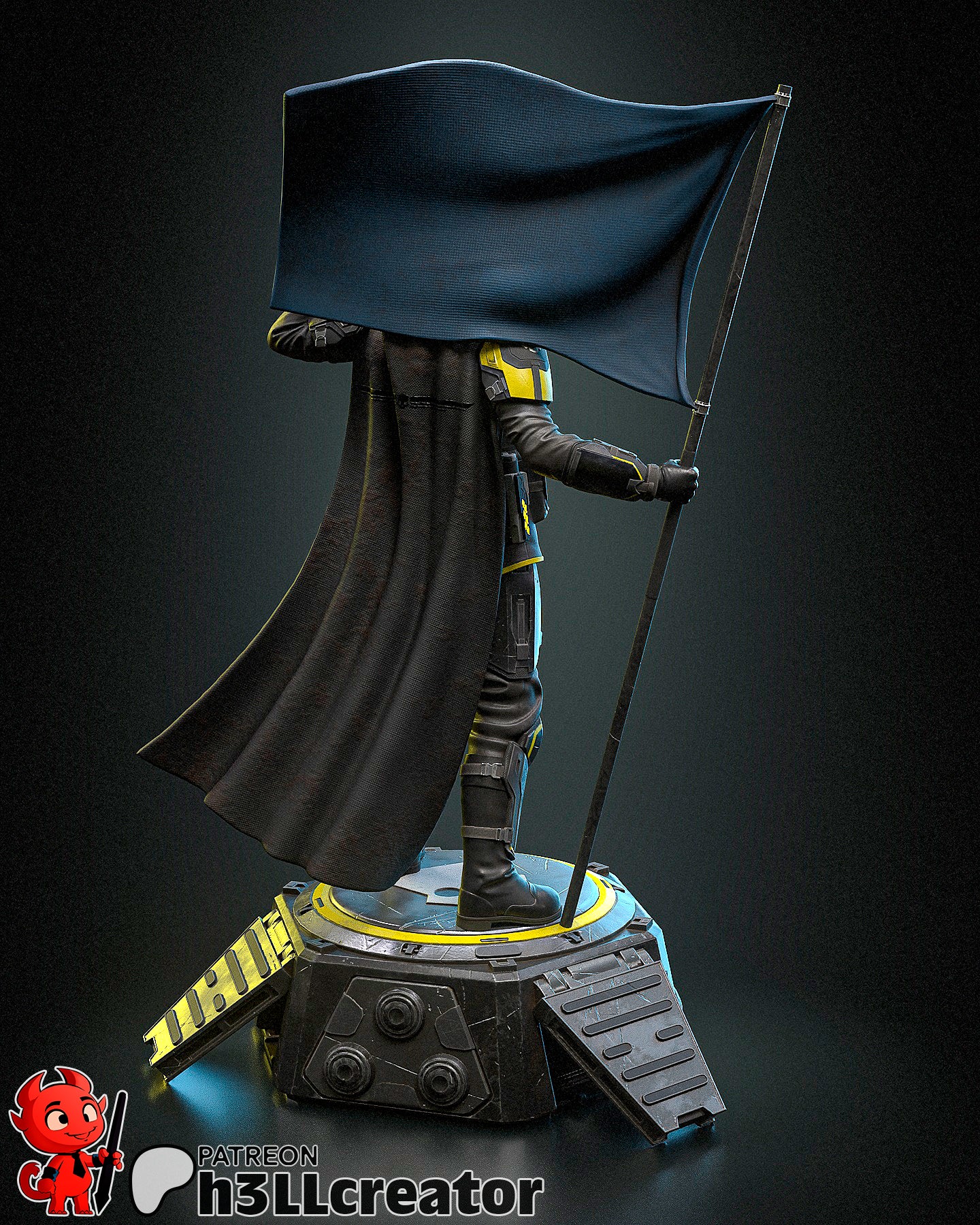 Guerrier Futuriste - Pod de Déploiement - Drapeau - Science-Fiction - High Quality 14K Resin - NON PEINT