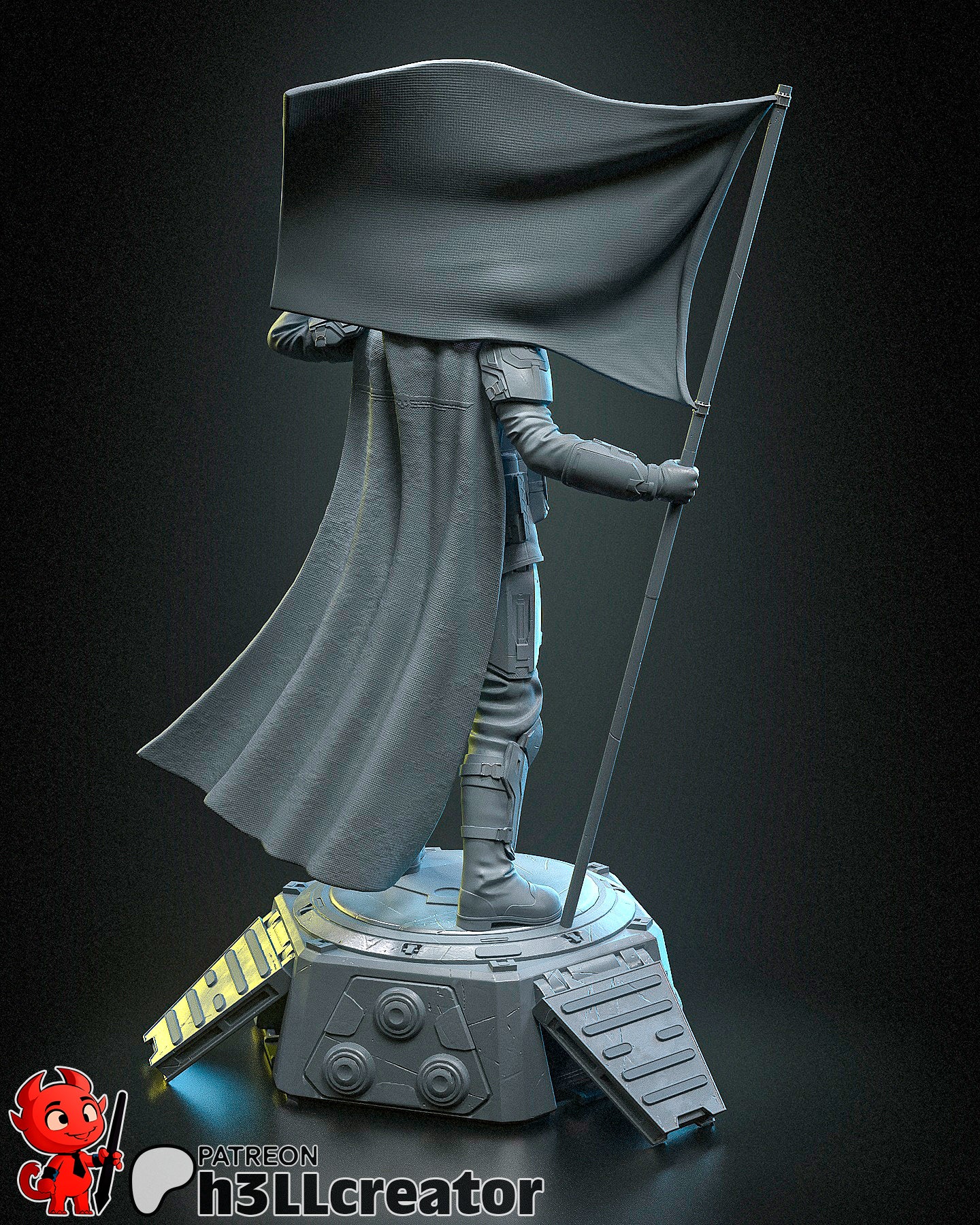 Guerrier Futuriste - Pod de Déploiement - Drapeau - Science-Fiction - High Quality 14K Resin - NON PEINT