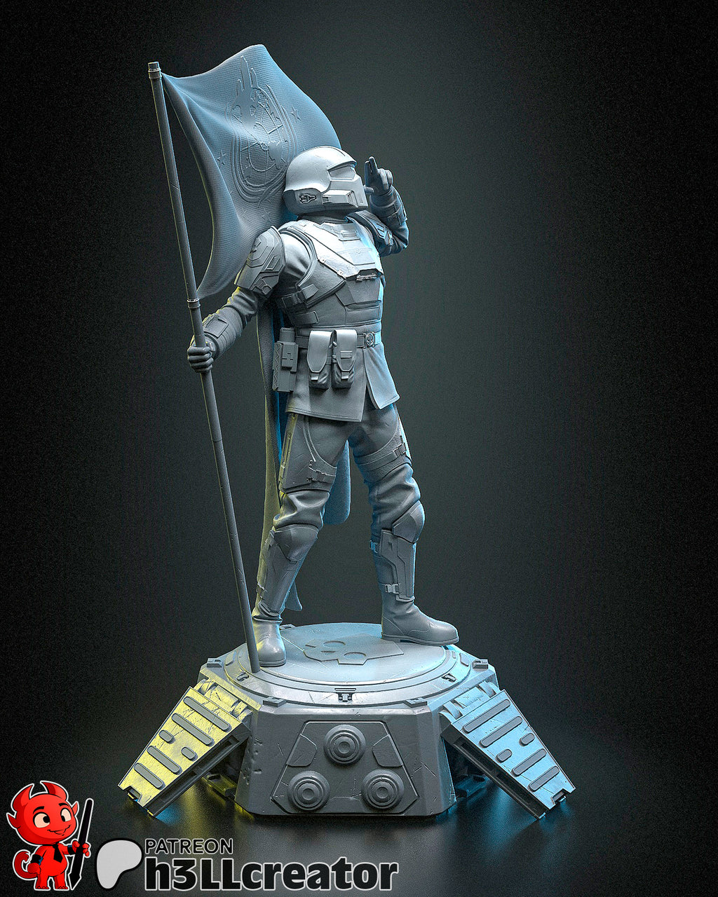 Guerrier Futuriste - Pod de Déploiement - Drapeau - Science-Fiction - High Quality 14K Resin - NON PEINT