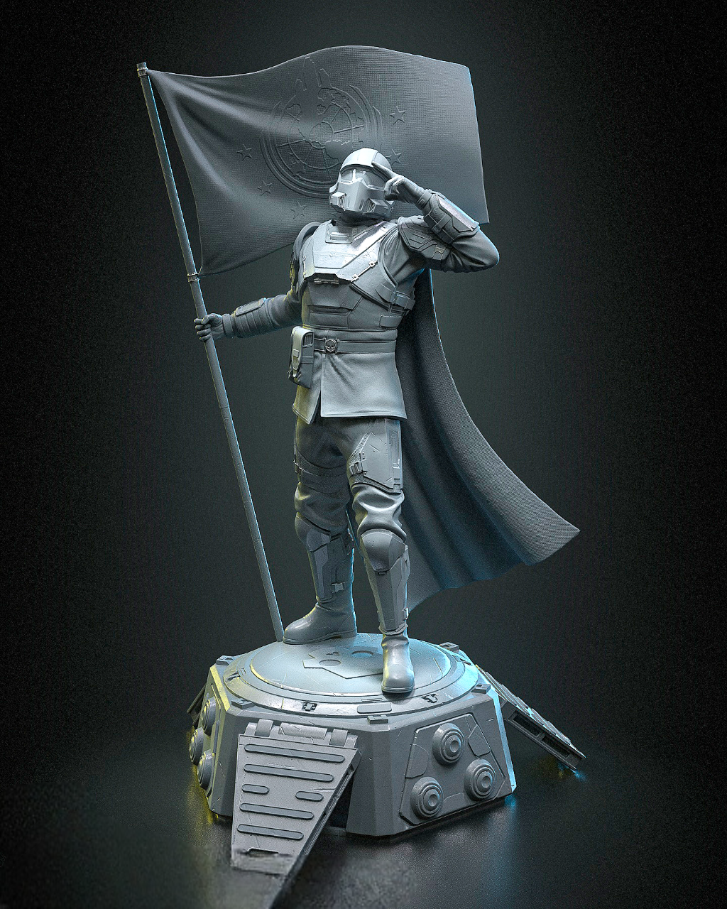 Guerrier Futuriste - Pod de Déploiement - Drapeau - Science-Fiction - High Quality 14K Resin - NON PEINT
