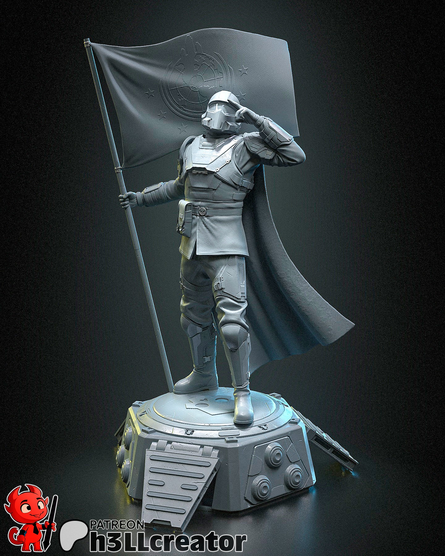 Guerrier Futuriste - Pod de Déploiement - Drapeau - Science-Fiction - High Quality 14K Resin - NON PEINT