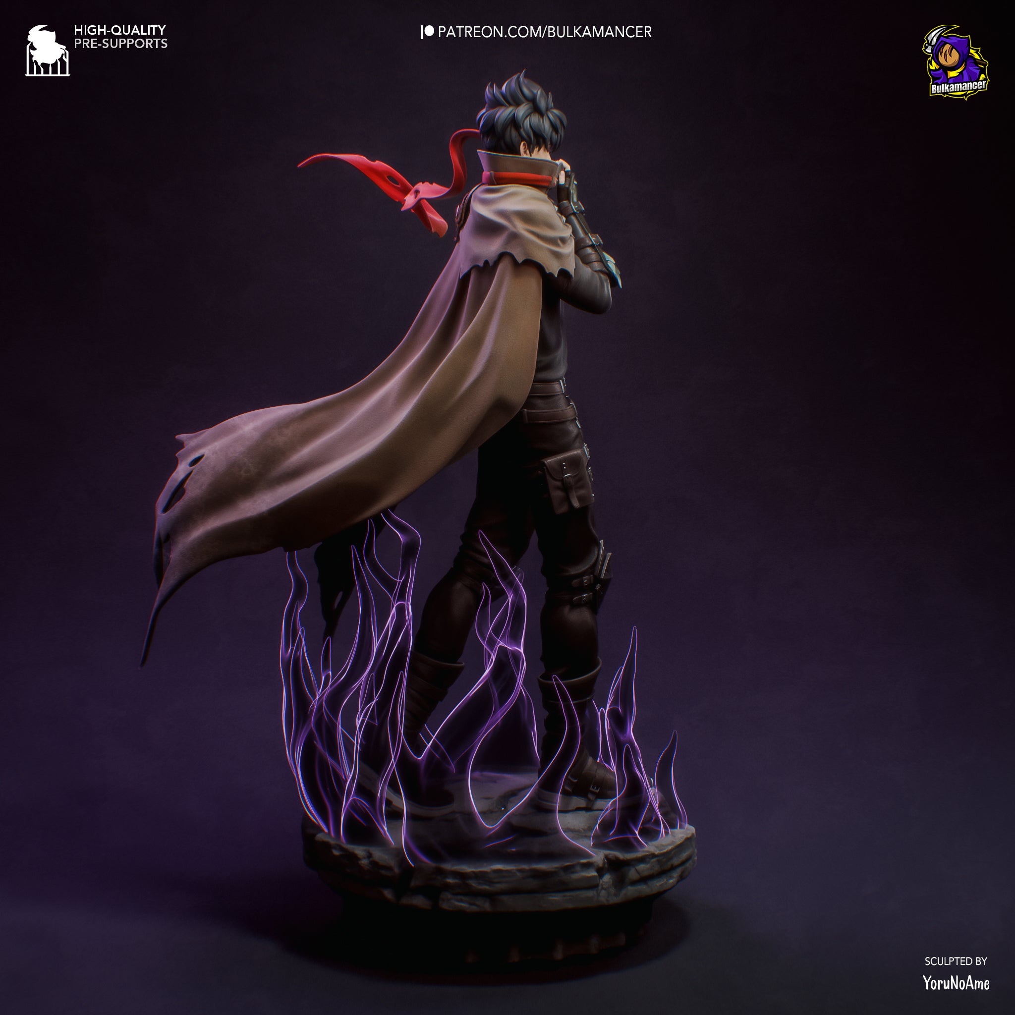Héros Ténébreux - Guerrier Capé - Énergie Magique - Pose Puissante - Ombres - High Quality 14K Resin - NON PEINT