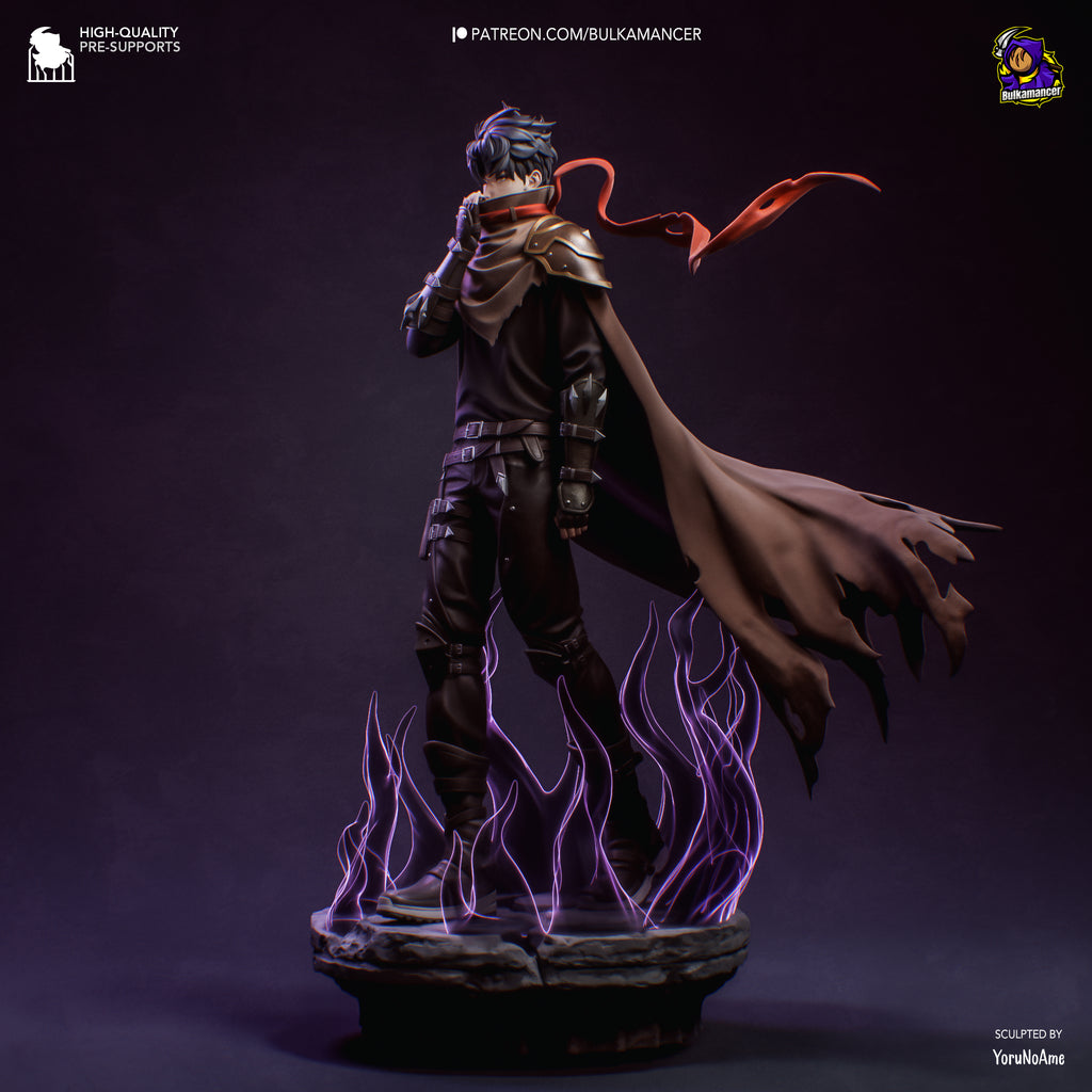 Héros Ténébreux - Guerrier Capé - Énergie Magique - Pose Puissante - Ombres - High Quality 14K Resin - NON PEINT