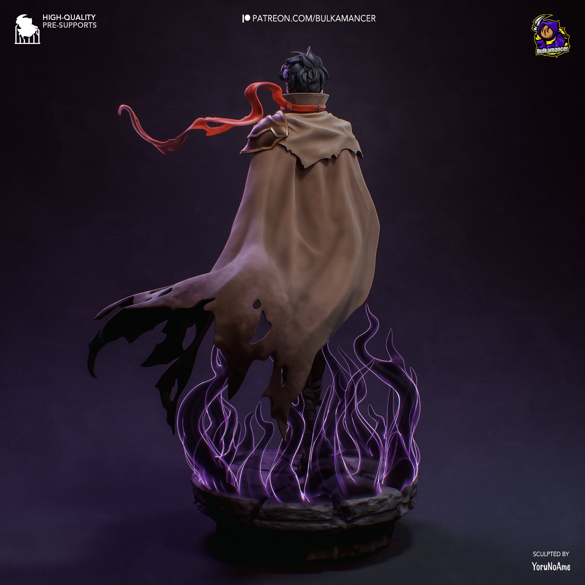 Héros Ténébreux - Guerrier Capé - Énergie Magique - Pose Puissante - Ombres - High Quality 14K Resin - NON PEINT
