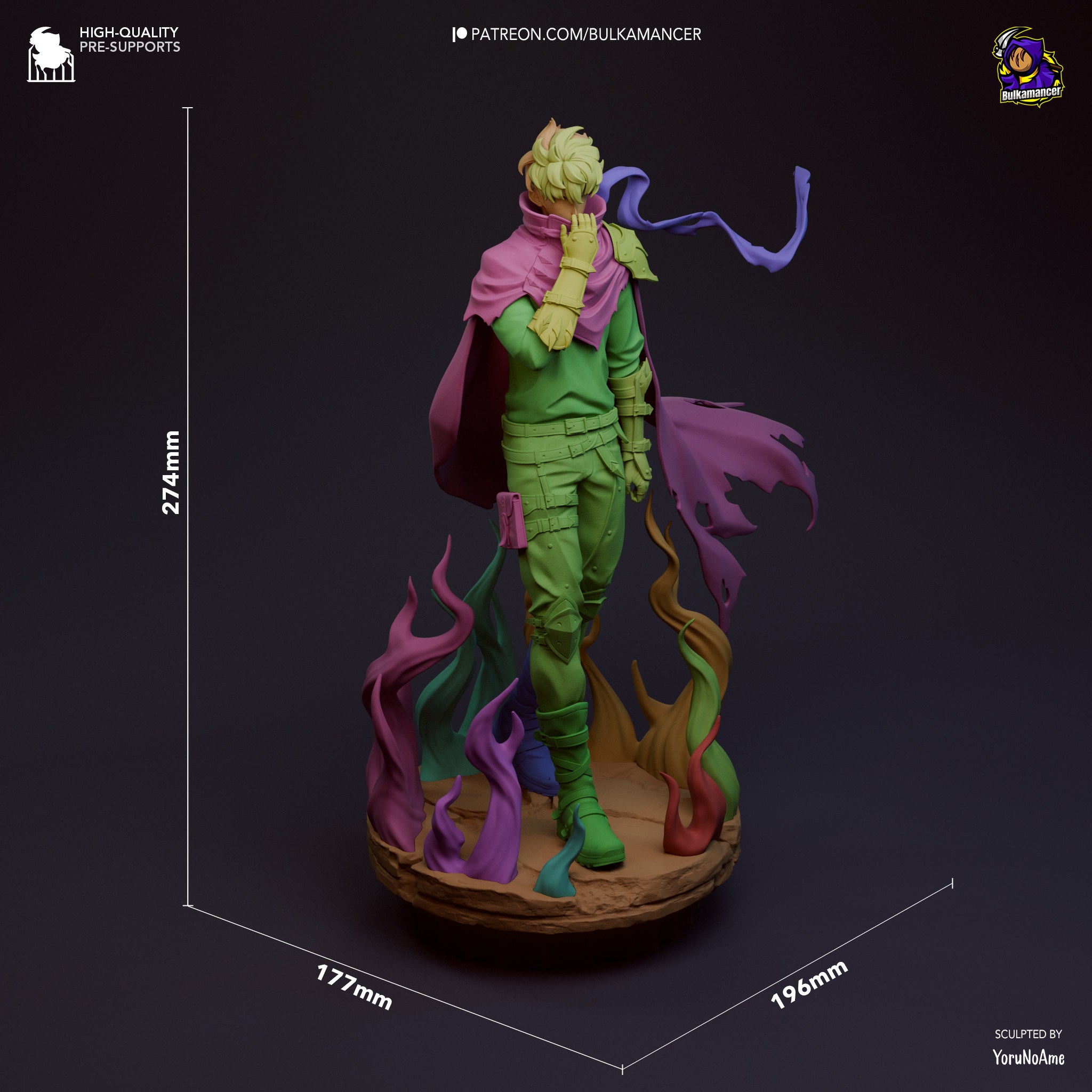 Héros Ténébreux - Guerrier Capé - Énergie Magique - Pose Puissante - Ombres - High Quality 14K Resin - NON PEINT