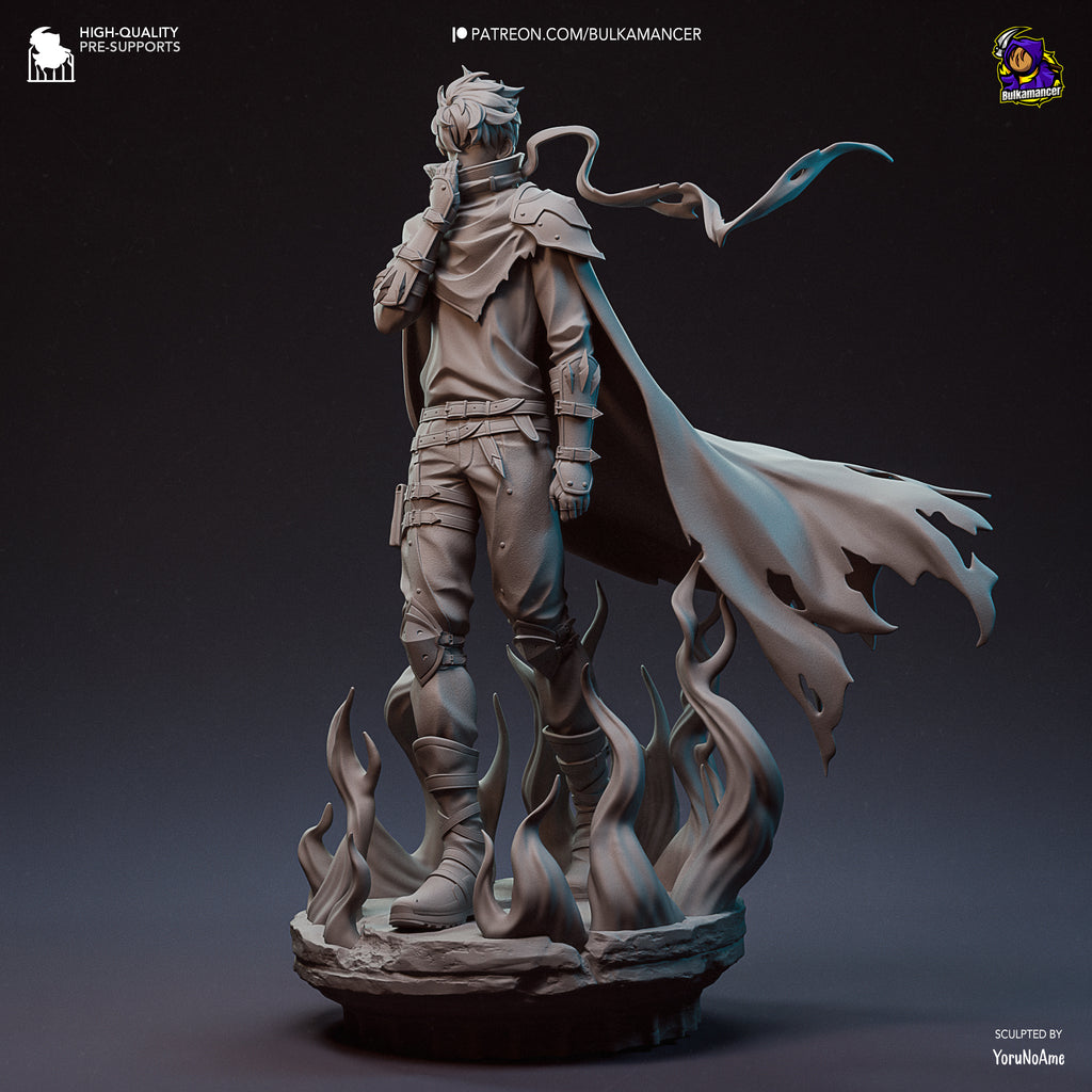Héros Ténébreux - Guerrier Capé - Énergie Magique - Pose Puissante - Ombres - High Quality 14K Resin - NON PEINT