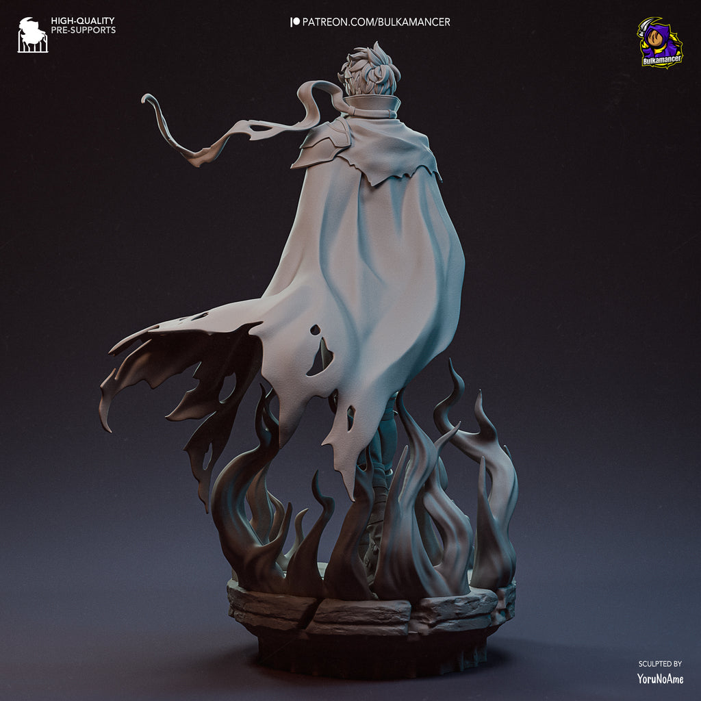 Héros Ténébreux - Guerrier Capé - Énergie Magique - Pose Puissante - Ombres - High Quality 14K Resin - NON PEINT