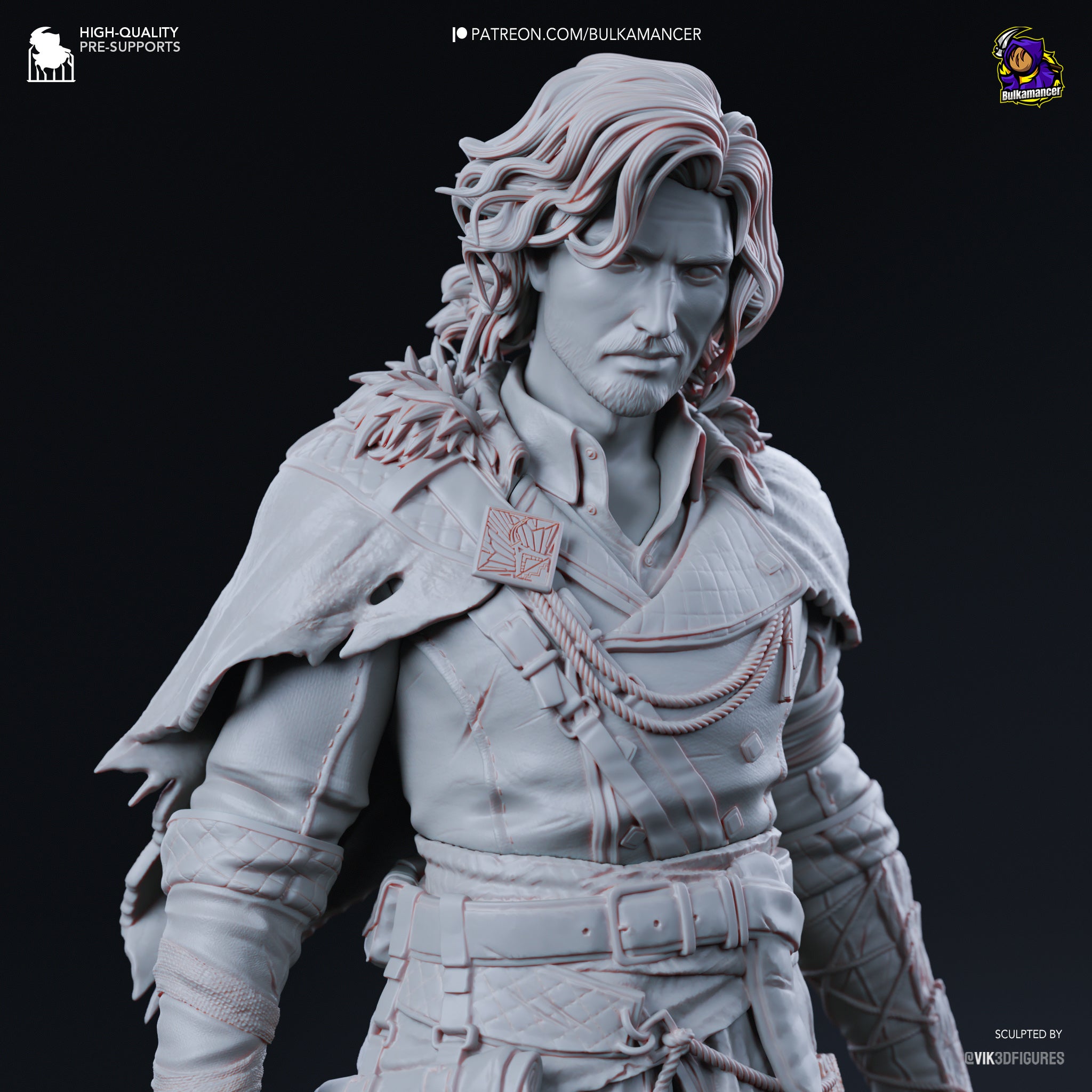 Guerrier élégant aux cheveux bicolores avec épée, pose équilibrée et aura énigmatique - High Quality 14K Resin - NON PEINT